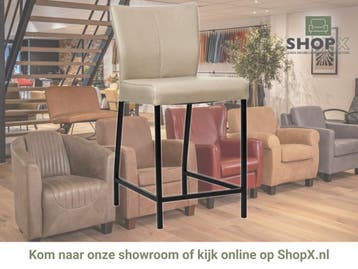 Leren barkruk Revolt laag - Toledo Mastic (taupe/bruin) -, Nieuw, Leer, Ophalen of Verzenden, 90 cm of meer