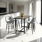 Barkruk Sachel met rugleuning, fluweellook - lichtgrijs / zw, Verzenden, Nieuw