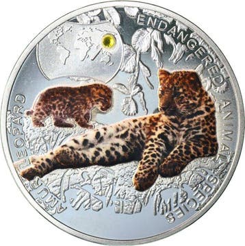 Zambia. 1000 Kwacha 2014 Amur Leopard COLORED PROOF