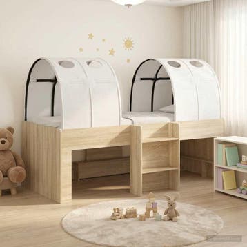 vidaXL Bed met Tunnel 3 st Sonoma eiken en wit Bewerkt hout, Huis en Inrichting, Slaapkamer | Bedden, Verzenden, Nieuw, Bruin