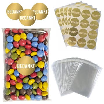 100x Uitdeelzakjes + Sluitstickers Bedankt - Zakjes Met, Verzenden, Nieuw