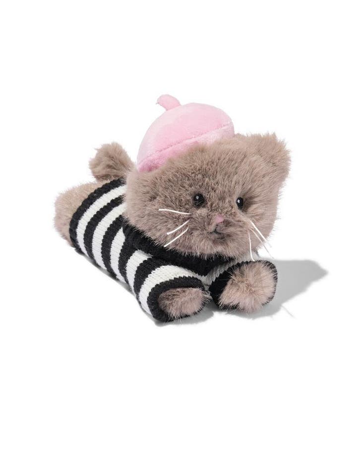 HEMA Knuffel 20x11x13cm kat met baret, Kinderen en Baby's, Speelgoed | Knuffels en Pluche, Nieuw, Verzenden