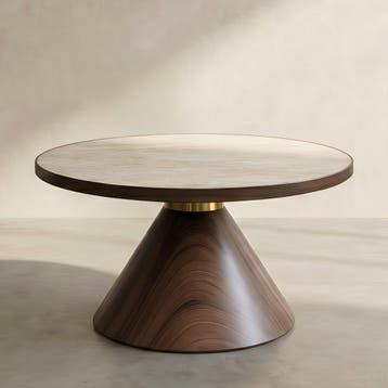 *WOONWINKEL* Kare Design Cono Ronde Salontafel Travertin, Huis en Inrichting, Tafels | Salontafels, Verzenden, Nieuw