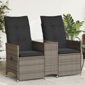 vidaXL Tuinbank 2-zits verstelbaar met tafel poly rattan, Tuin en Terras, Tuinsets en Loungesets, Verzenden, Nieuw