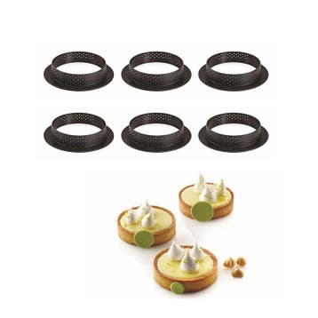 Silikomart Taartring Exoglass Geperforeerd Ø8x2cm set/6, Verzenden, Nieuw