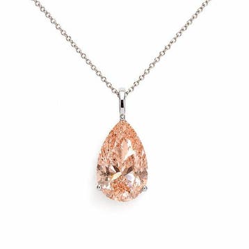Halsketting - 14 karaat Witgoud - 5.22ct. tw. Roze Diamant, Nieuw