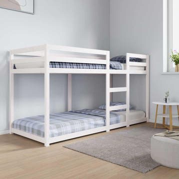 vidaXL Stapelbed 80x200 cm massief grenenhout wit, Eenpersoons, Verzenden, Wit, Nieuw