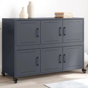 vidaXL Dressoir 100,5x39x72 cm staal antracietkleurig, Verzenden, Nieuw, Metaal, Minder dan 50 cm
