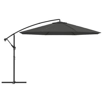 vidaXL Zweefparasol met stalen paal 350 cm antracietkleurig, Verzenden, Nieuw, 2 tot 3 meter, Zweefparasol