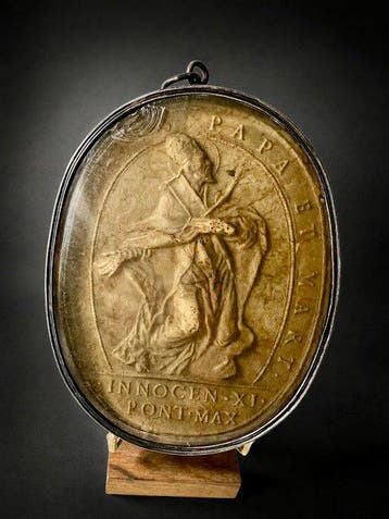 Reliekhouder - Was, Glas, Legering - 1650-1700 - Agnus-Dei, Antiek en Kunst
