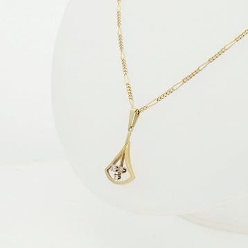 Ketting met hanger - 18 karaat Geel goud - 0.12ct. tw.