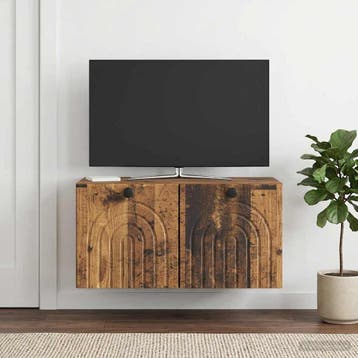 vidaXL Wandbeugel TV-kast Oud hout 59,5 x 31 x 30 cm Bewerkt, Minder dan 50 cm, Verzenden, Nieuw, Minder dan 100 cm