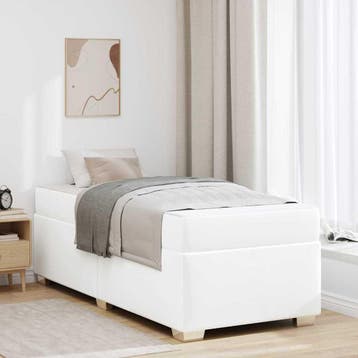 vidaXL Bedframe Wit 90 x 200 cm PVC, Verzenden, Nieuw, Eenpersoons, Wit