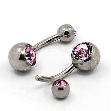 RVS 316 Chirurgisch staal Navel piercing met kristal 24x8..., Ophalen of Verzenden, Nieuw, Overige typen