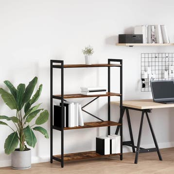 vidaXL Boekenkast 80 x 30 x 120 cm Bewerkt hout Gerookt, Huis en Inrichting, Kasten | Boekenkasten, Minder dan 50 cm, Verzenden