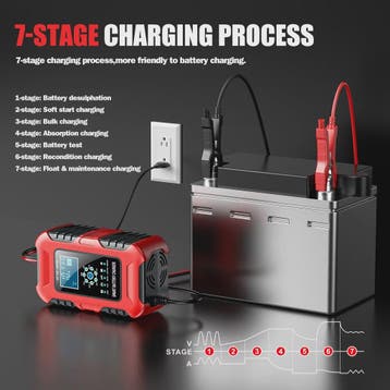 Slimme 12V/24V Acculader met LCD Display en Reparatie Modus, Fietsen en Brommers, Verzenden, Nieuw