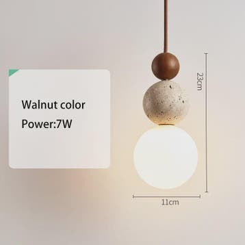 Stijlvolle Cream Hanglamp met Hout en Steen - Bauhaus Design, Verzenden, Nieuw