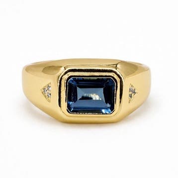 Zonder minimumprijs - Ring Verguld Topaas - Diamant - 18k, Nieuw