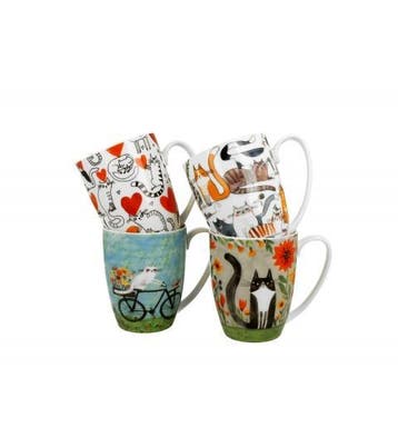 Set van 4 Katten mokken Duo Gifts | Cadeaudoos, Overige merken, Verzenden, Nieuw, Mok