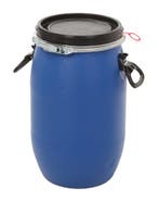Kunststof vat 30 liter blauw met zwart klemdeksel, Ophalen of Verzenden