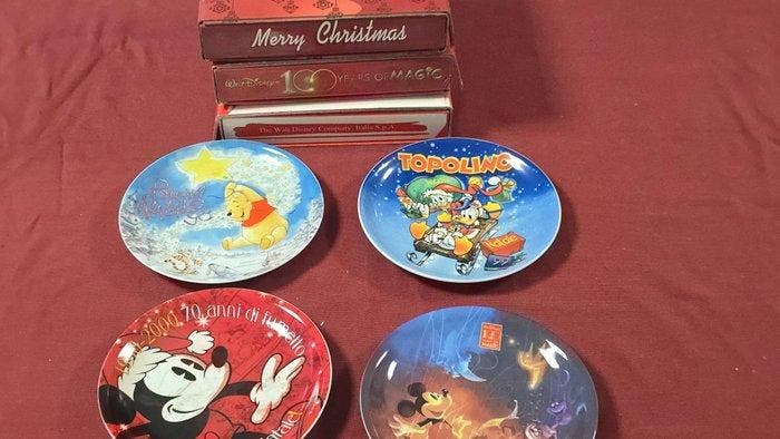 Disney - 4 1998/ 1999/ 2000 /2001 Disney Kerstborden -, Verzamelen, Disney
