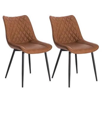 Set van 2 Eetkamerstoelen – Kunstleer, Rugleuning en Metaal, Huis en Inrichting, Stoelen, Verzenden, Nieuw