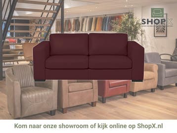 Leren bank Flow - 2,5 zits - Toledo Bordeaux (donkerrood) -, Nieuw, Ophalen of Verzenden, Rechte bank, Modern