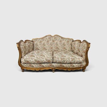 Sofa - Barokke bank van hout, geëtst en goudgelakt. -
