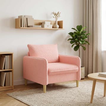 vidaXL XL fauteuil Roze Bouclé, Huis en Inrichting, Verzenden, Nieuw