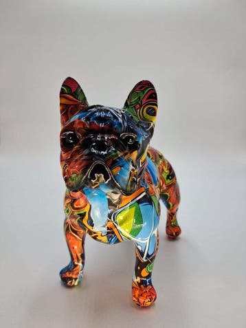 Beeldje - Bulldog Francese Decorativo in Resina Pop Art -