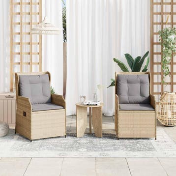 vidaXL Tuinbank 2 st Beige poly rattan, Verzenden, Nieuw, Rotan, 2 zitplaatsen