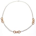 Bicolor gouden ankerschakel collier (Ketting), Ophalen of Verzenden, Gebruikt, Overige kleuren, Goud
