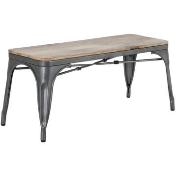 Banken | BISTRO | Hout/Staal | Hout (Mango) | Donkergrijs, Verzenden, Nieuw in verpakking