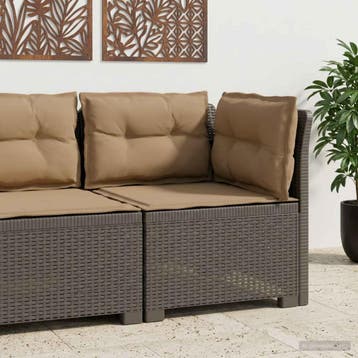 vidaXL Eénpersoons Tuinbank met Kussens Rattan Look PP, Tuin en Terras, Tuinsets en Loungesets, Verzenden, Nieuw