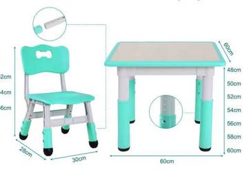 Kinder Tafel met 2 Stoelen Verstelbaar voor Leren en Spelen, Verzenden, Nieuw