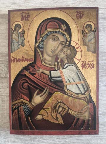 Icoon - Bulgaars handgeschilderde icoon van de Maagd Maria -