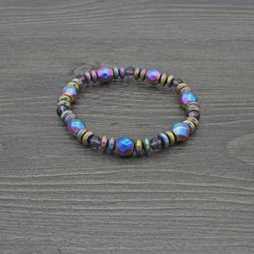 Handgemaakte Regenboog Hematite Kralen Armband met Kristal -, Verzenden, Nieuw