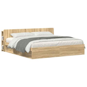 vidaXL Hoofdeinde kas met opslag Sonoma Eiken Bewerkt hout, Verzenden, Nieuw, Bruin, Hout