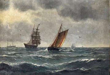 Carl Vilhelm Bille (1889-1944) - Schiffe auf offenem Meer, Antiek en Kunst