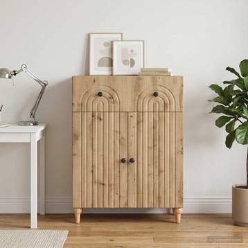 vidaXL Dressoir Artisanaal eiken 66 x 34,5 x 90 cm Bewerkt, Verzenden, Nieuw, Overige houtsoorten, Minder dan 50 cm