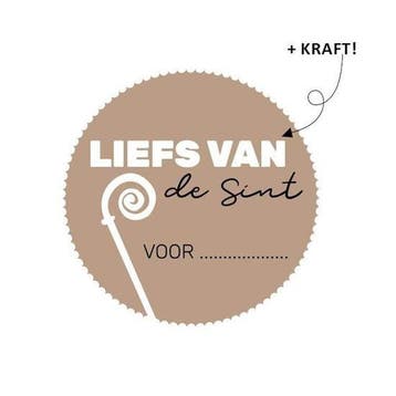 10 x Wensetiket zegelrond 44mm Kraft - Liefs van de sint, Ophalen of Verzenden, Nieuw