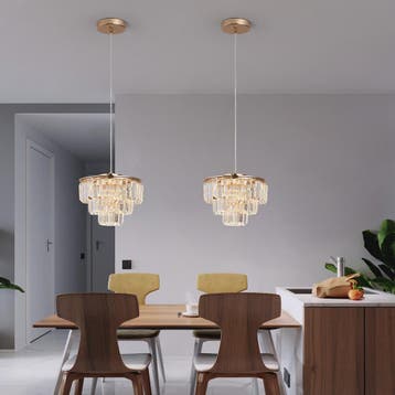 Luxe Kristallen Plafondlamp Goud - Moderne Hanglamp met LED, Verzenden, Nieuw