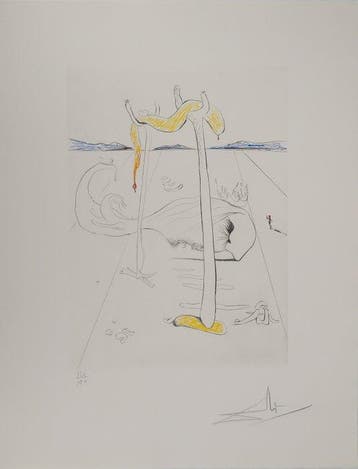 Salvador Dali (1904-1989) - Quevedo : Visage Mou et Béquille