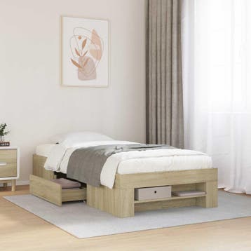 vidaXL Bedframe met opslag Sonoma Eiken 80 x 200 cm Bewerkt, Verzenden, Nieuw, Bruin, Hout
