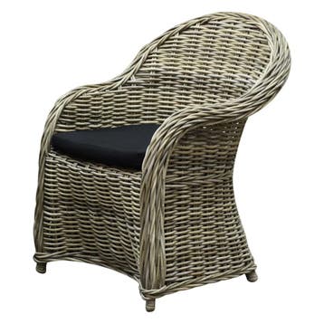 Roma dining tuinstoel naturel rotan - olefin black, Tuin en Terras, Ophalen of Verzenden, Nieuw