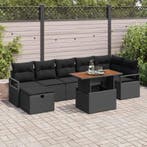 vidaXL Tuinbankenset met kussen met opslag 8 pcs Zwart poly, Verzenden, Nieuw, Rotan, 8 zitplaatsen