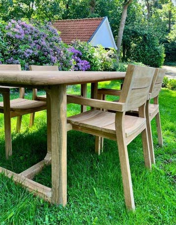 Rechthoekige tuintafel met afgeronde hoeken -  180 cm x 90, Ophalen of Verzenden, Nieuw, Rechthoekig, Teakhout
