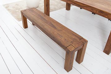 Massieve bank MAKASSAR 140cm Sheesham houten bank unieke, Ophalen of Verzenden, Nieuw