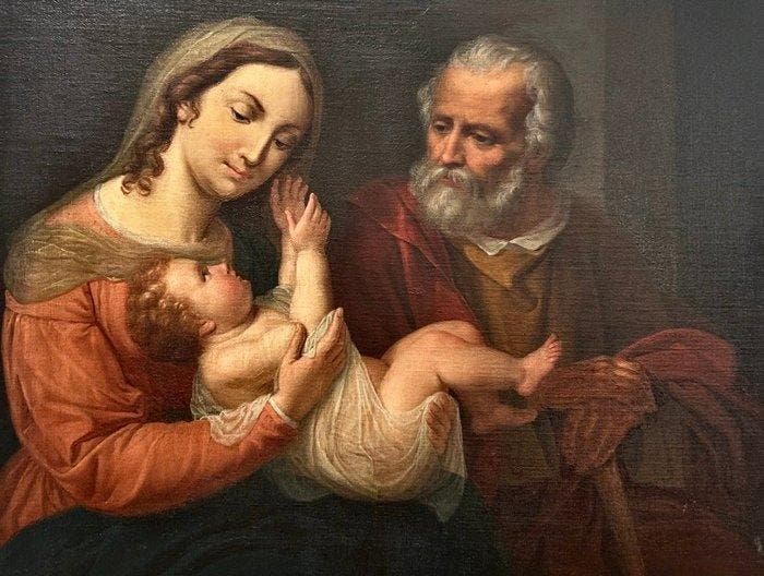 Carlo Cignani (1628-1719), Ambito di - Sacra famiglia, Antiek en Kunst, Kunst | Schilderijen | Klassiek