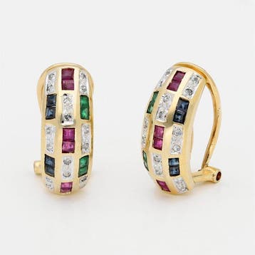 Oorbellen - 14 karaat Geel goud - Diamant -, Sieraden, Tassen en Uiterlijk, Oorbellen, Nieuw